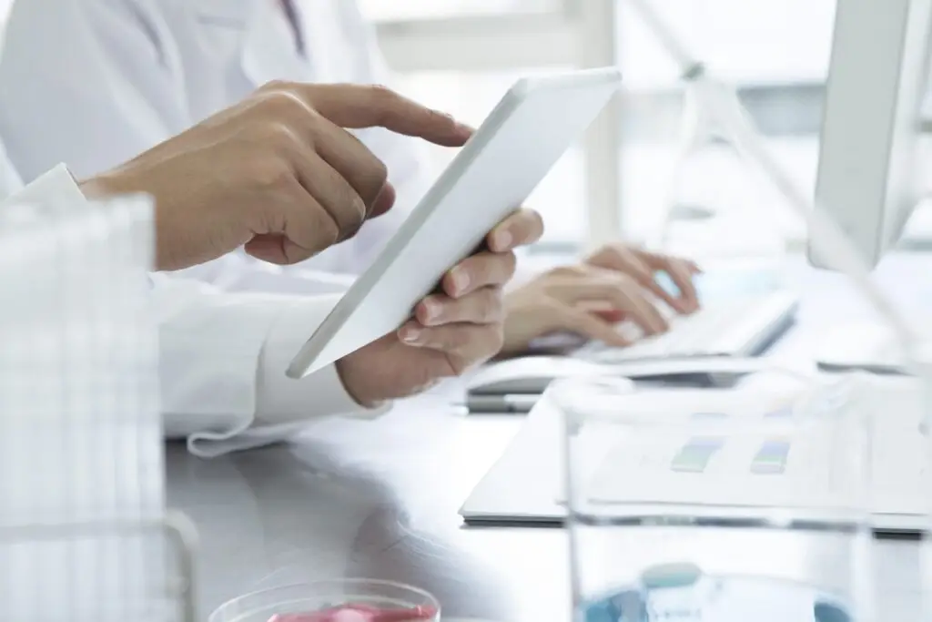 Medical professional with tablet