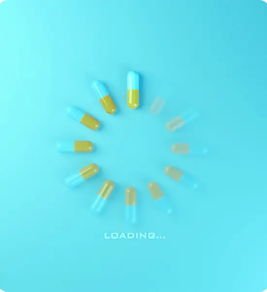 Pills forming a loading circle