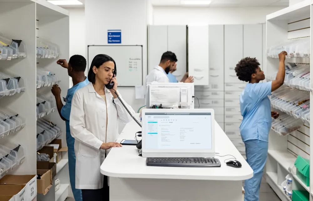 A pharmacy team at work